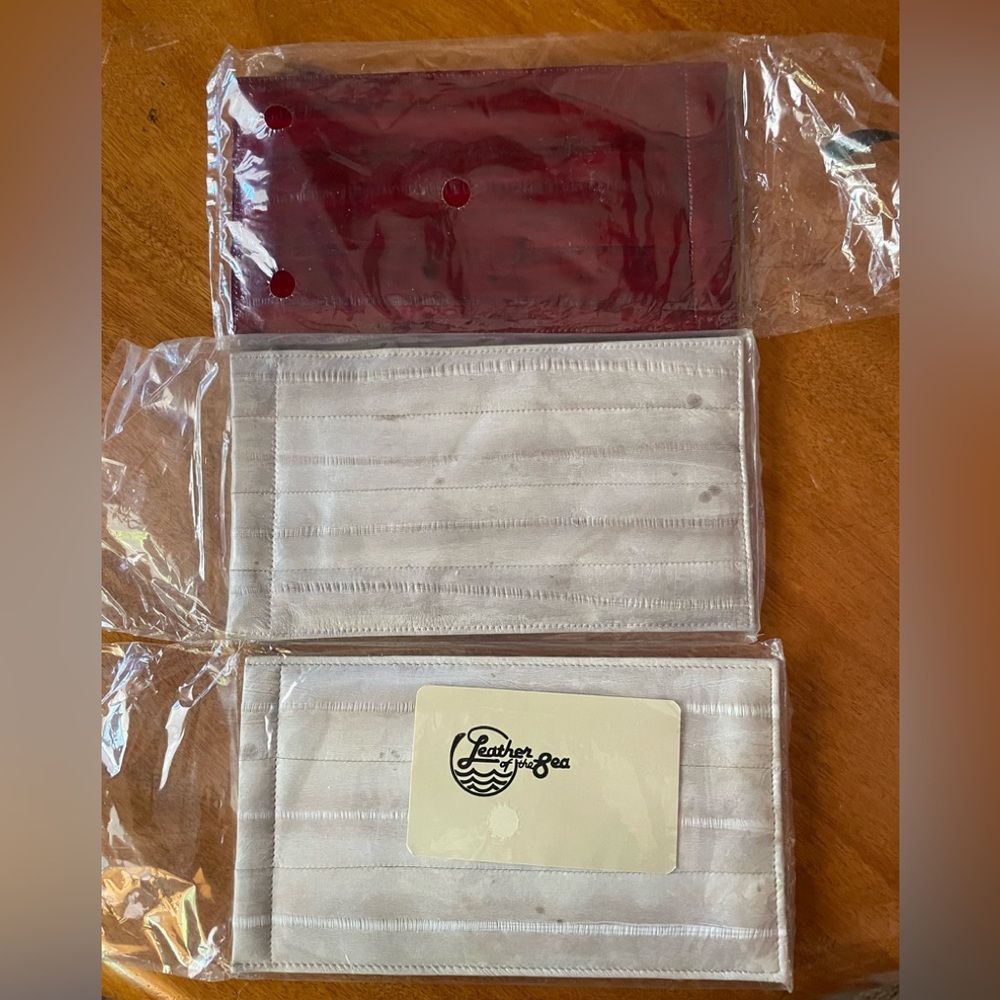 Gray and burgundy eel skin glass cases